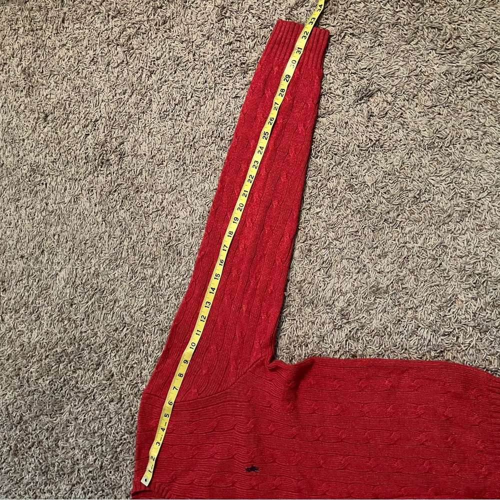 POLO RALPH LAUREN x Vintage 100% Silk Cable Knit Crew Sweater Red Heather Sz L - Picture 8 of 8